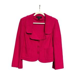St. John Wool Blend Knit 3-Button BlazerJacket in Fuchsia Pink Size 12